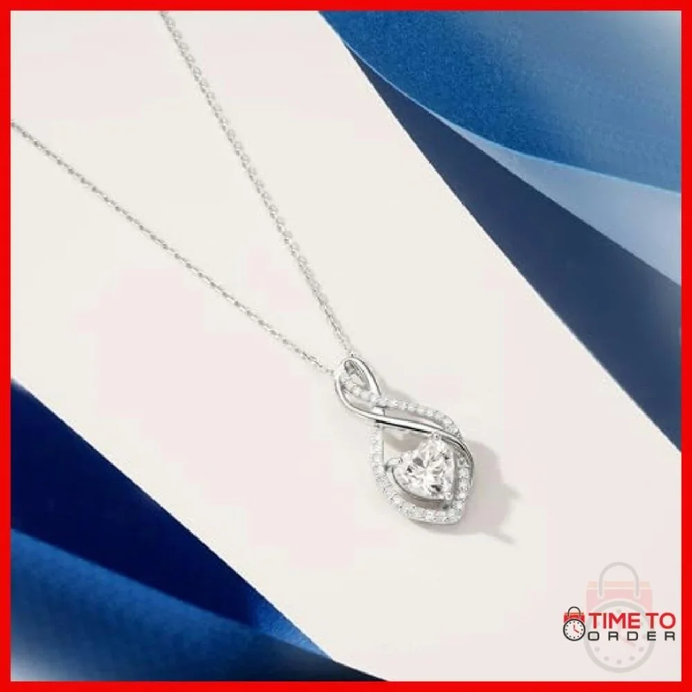 3ct Heart Moissanite Pendant Necklace 925 Sterling Silver Infinity Design